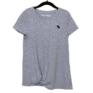 Girls' Abercrombie Kids Blue Floral Knot Front Short Sleeve Top 11/12